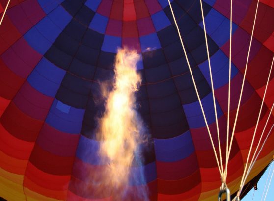 Propane flame under a hot air balloon
